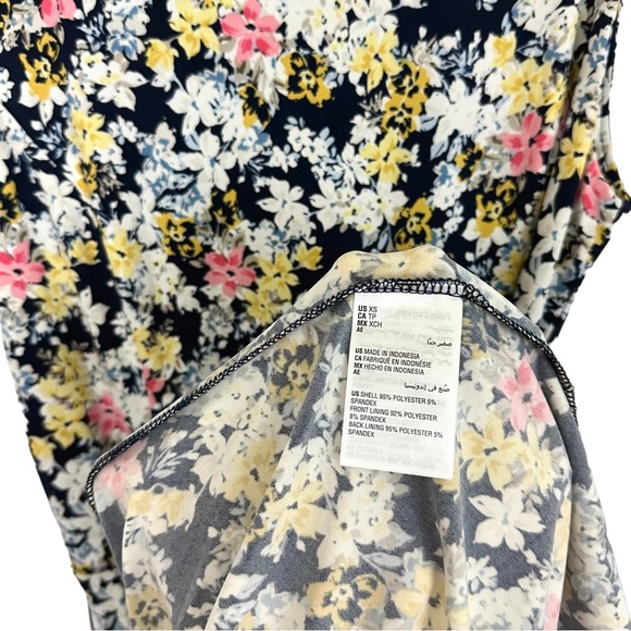CHARTER CLUB | Navy White Yellow Sleeveless Floral Belted A-Line Midi Dress XS - Picture 12 of 15